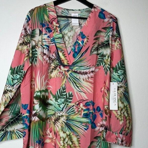 La Blanca Womens Size Small Pink Palm Tree Coverup Swimsuit Dress - Picture 6 of 8